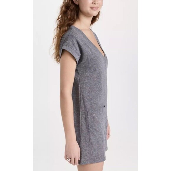MADEWELL HEATHER GREY RIBBED TRIM AND PATCH POCKETS SKYTERRY ROMPER Sz XS - Picture 3 of 7